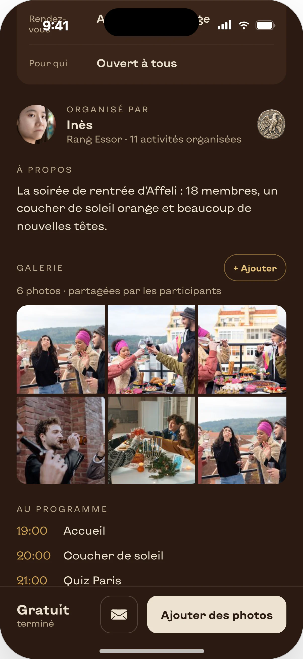 Galerie d'une activité passée