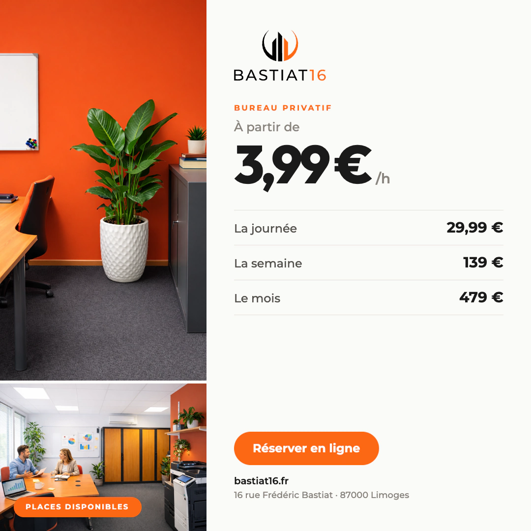 Publication Facebook : tarifs bureau privatif Bastiat16
