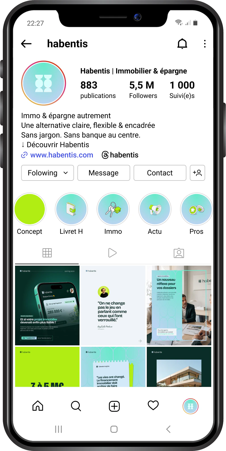 Profil Instagram Habentis en situation