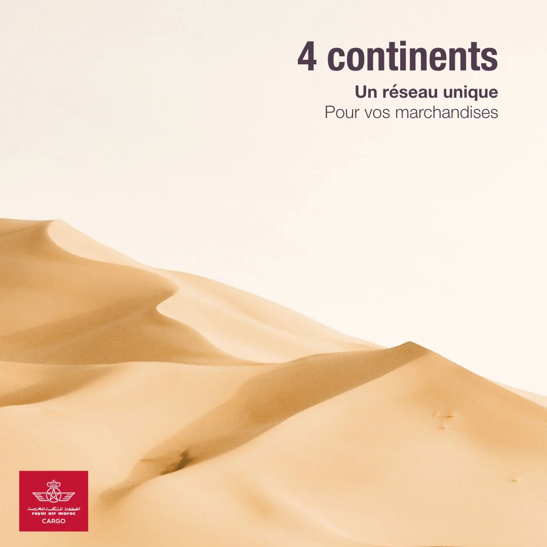 Post Royal Air Maroc Cargo : 4 continents, un réseau unique pour vos marchandises, dunes de sable
