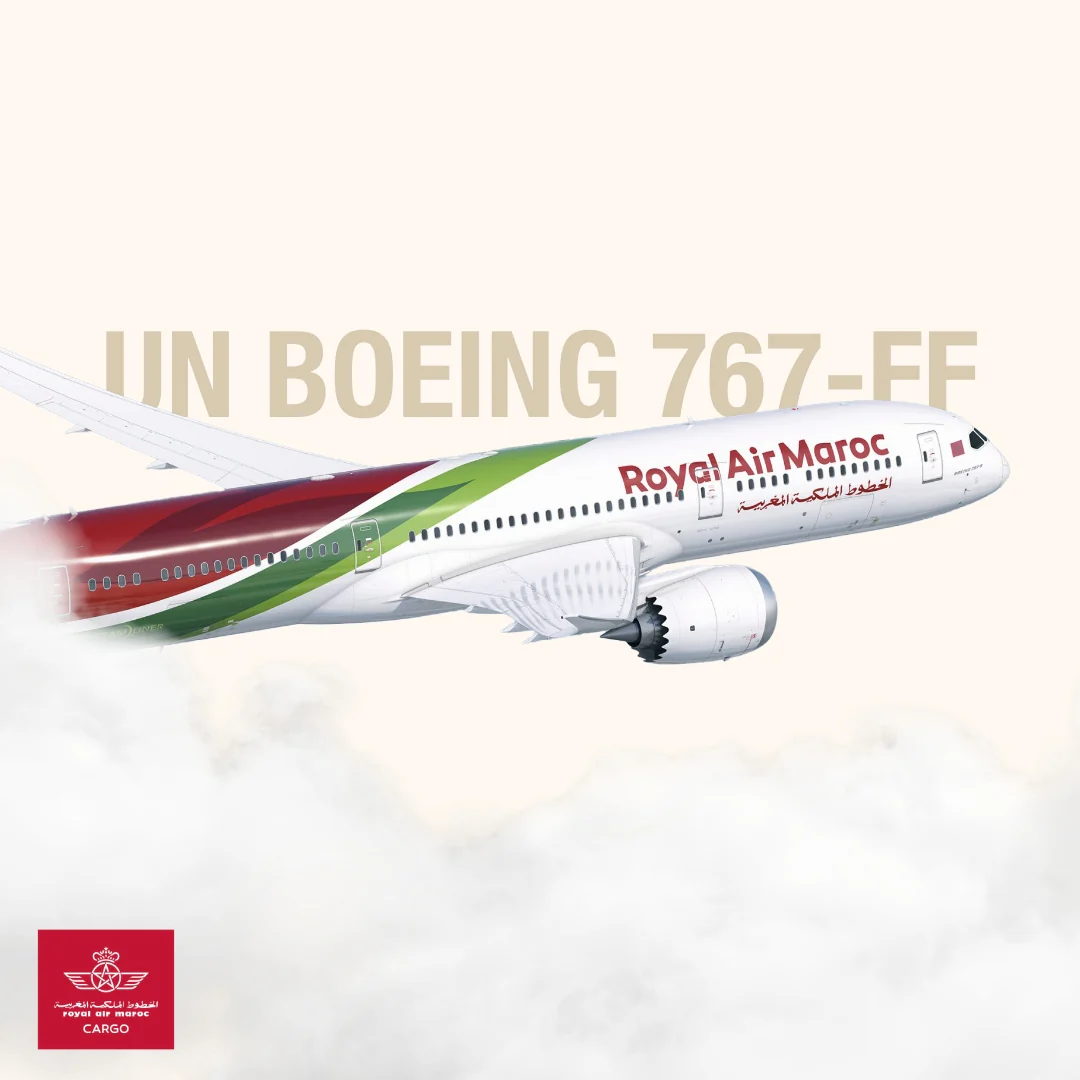 Post Royal Air Maroc Cargo : Boeing 767 freighter dans les nuages