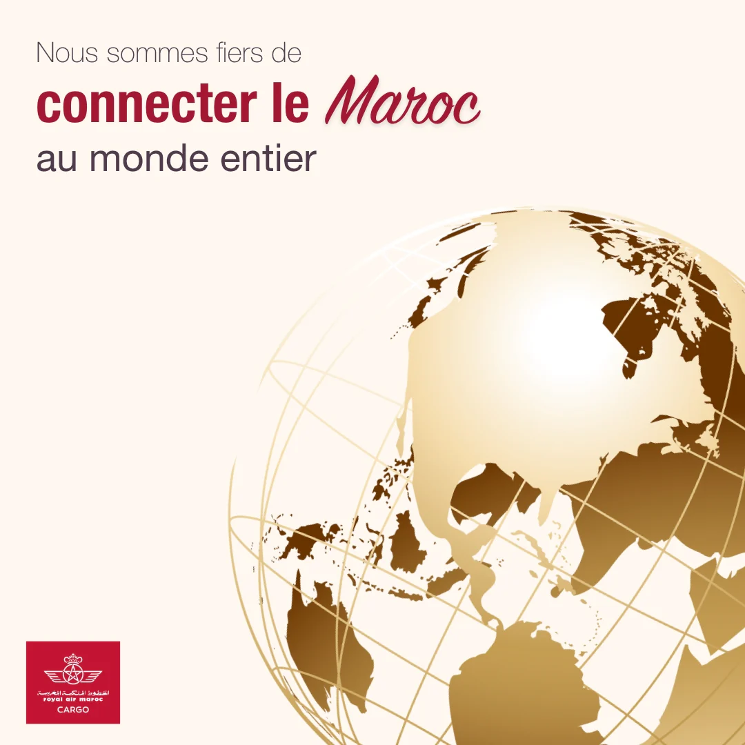 Post Royal Air Maroc Cargo : connecter le Maroc au monde entier, globe doré
