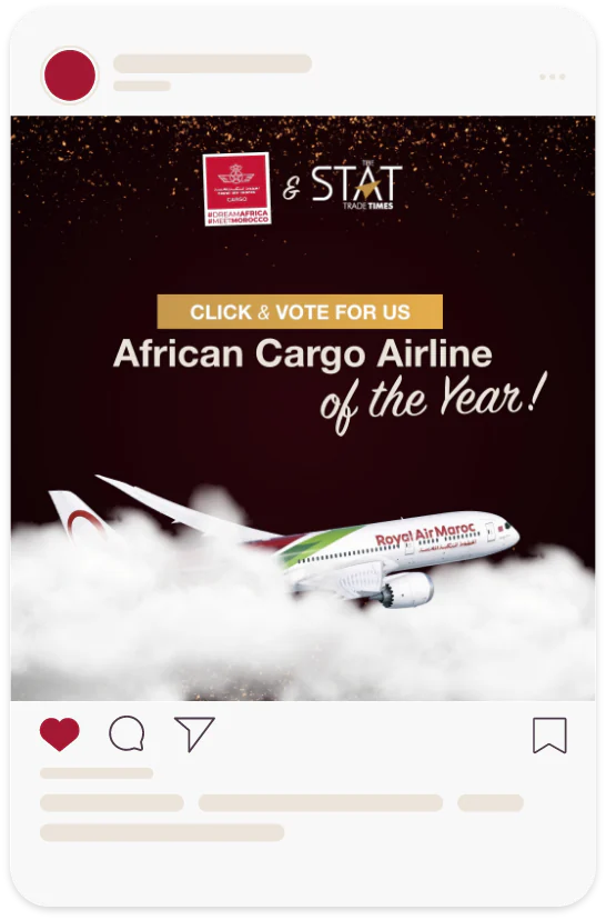 Post Instagram Royal Air Maroc Cargo : click and vote for us, African Cargo Airline of the Year, STAT Times