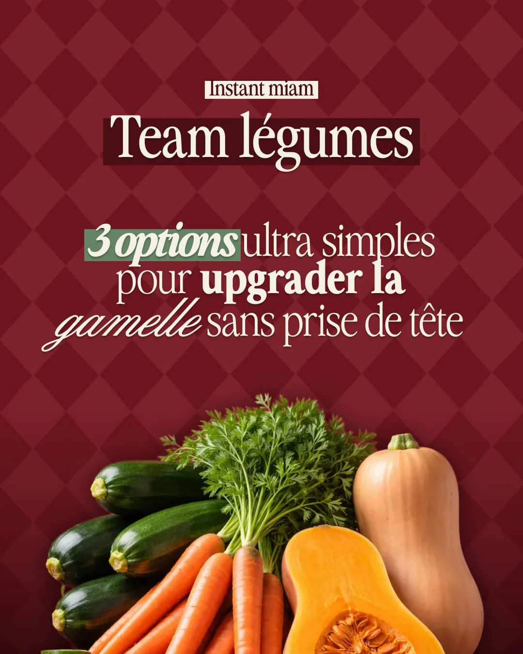 Post Instagram The Vesper Garden : team légumes, trois options pour upgrader la gamelle
