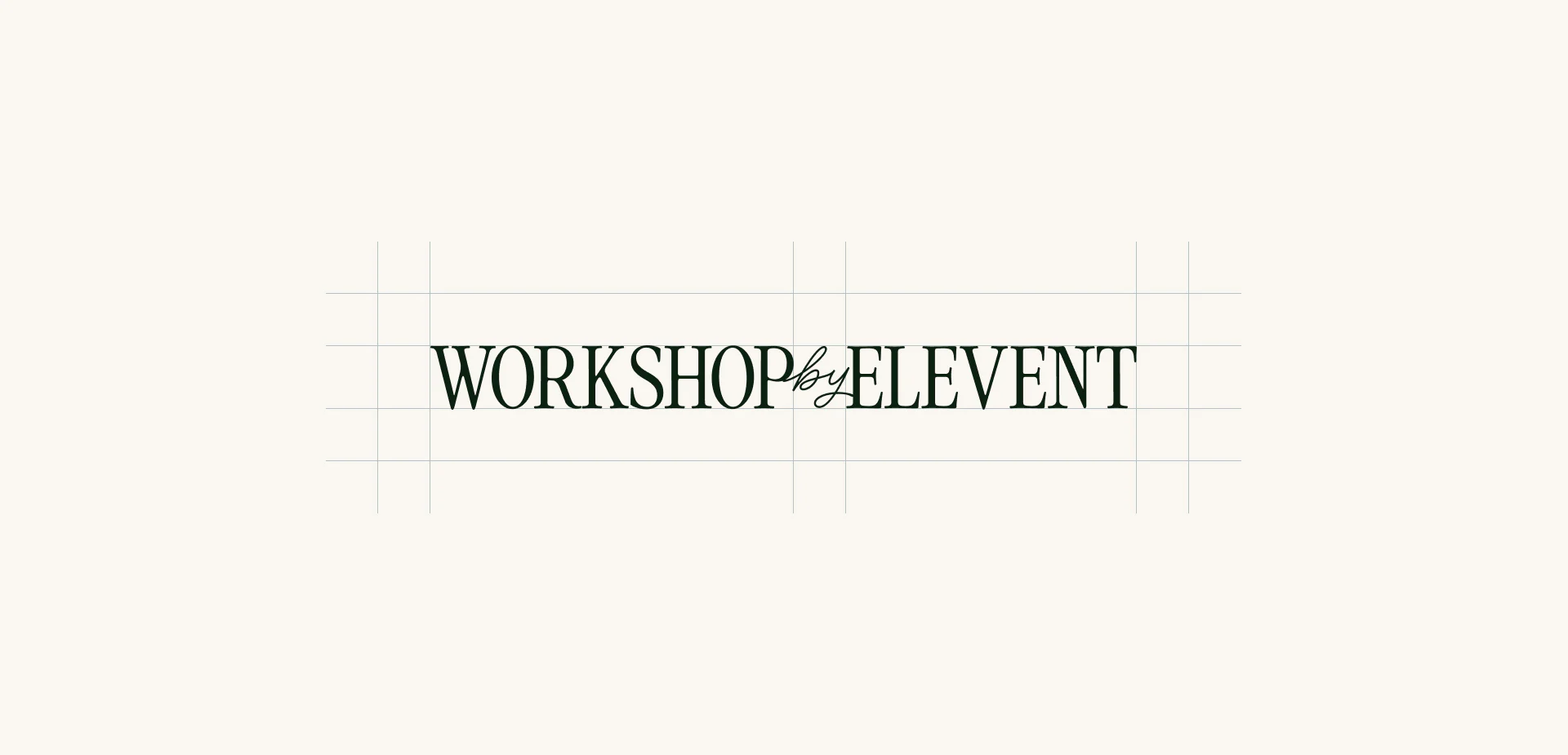 Logotype Workshop by Elevent en crème sur fond vert bouteille