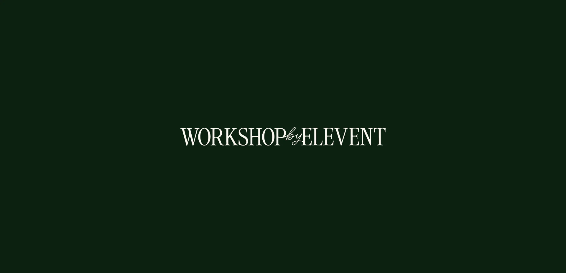 Logotype Workshop by Elevent en serif vert foncé sur fond crème